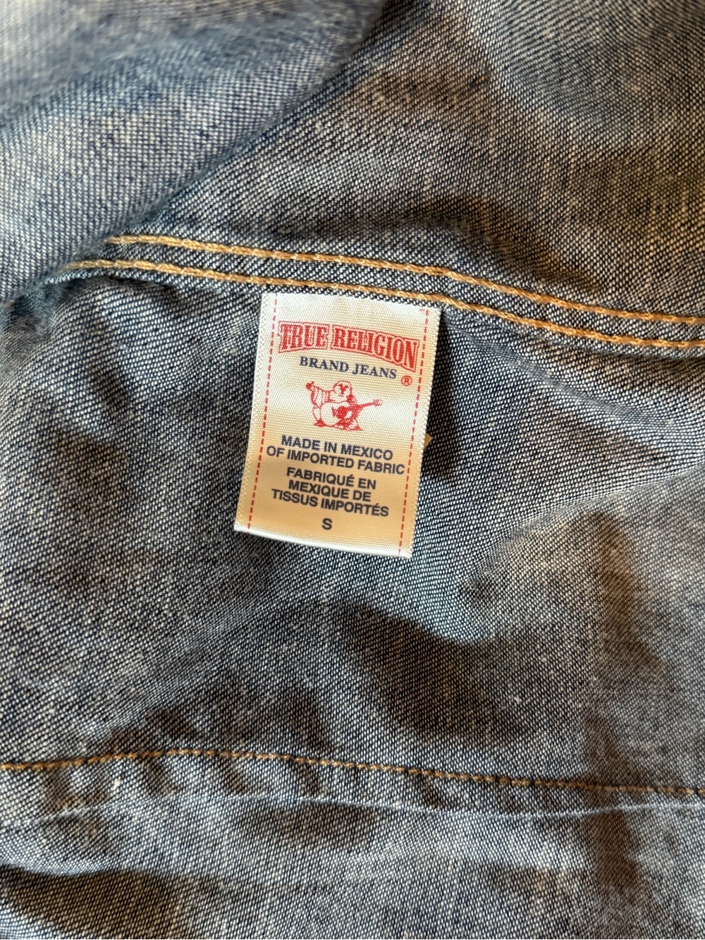 True Religion Rare Distressed Denim Georgia Baja Western Aztec Shirt Size Small - Picture 6 of 7